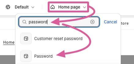Find password page