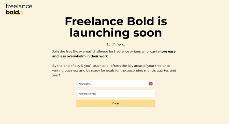 Freelance Bold coming soon page