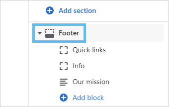 Customizer cart page footer section.