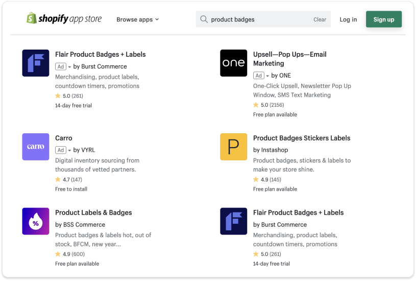 Produktabzeichen-Shopify-Apps
