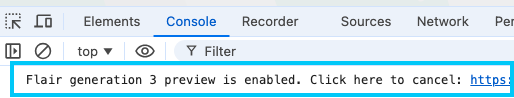 Flair Gen 3 preview console message