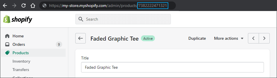Products area within Shopify Admin area