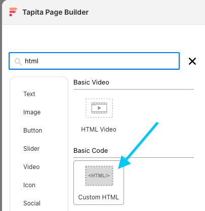 Tapita custom HTML element