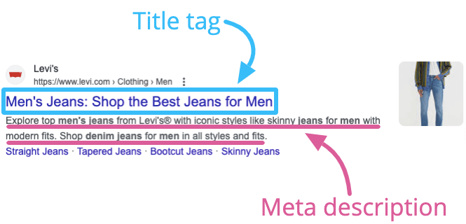 Title tag and meta description