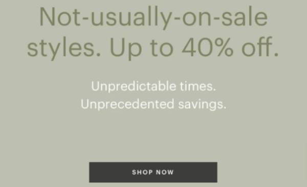 A flash sale email from Everlane.