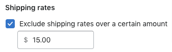 Shipping rates section.