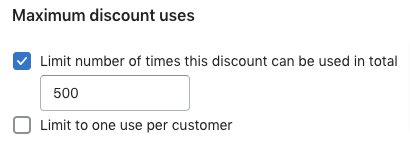 Max discount uses section.