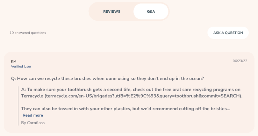 Product Page Q A