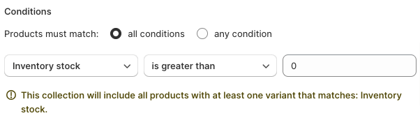 Shopify all conditions