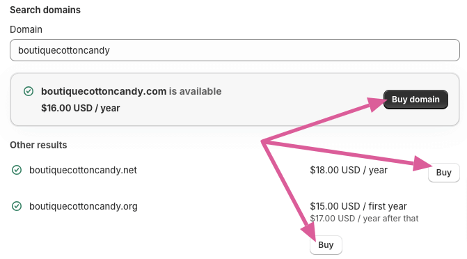 Choose domain name