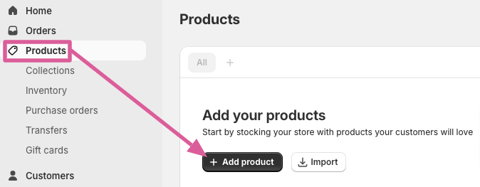 Shopify add products