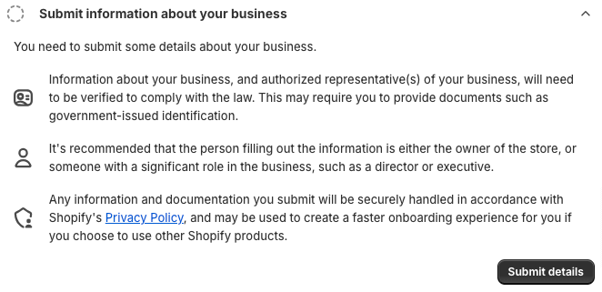 Submit business info