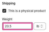 Shopify shipping weight