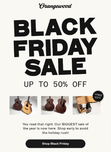 Black Friday email example