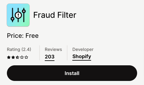 Install fraud filter
