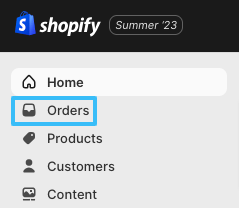 Shopify order menu