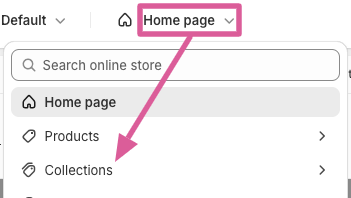 Homepage drop down