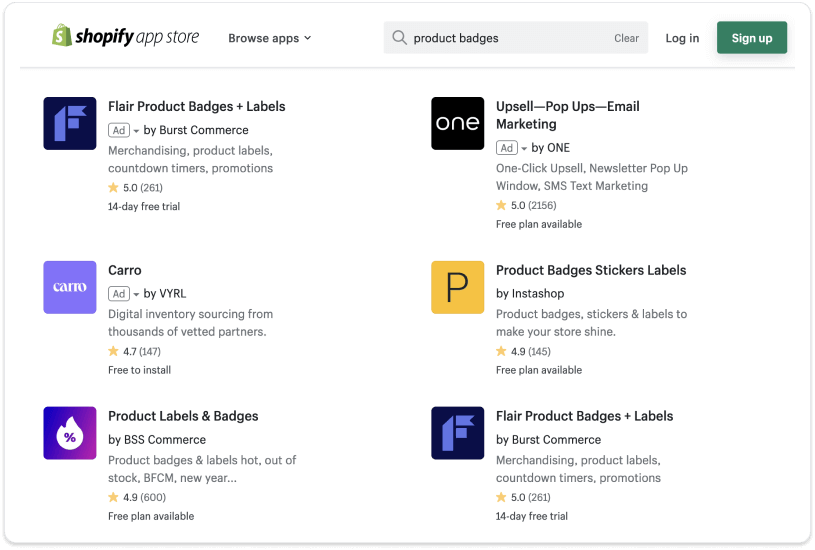Shopify product badge apps