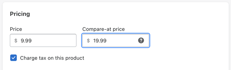 Shopify product compare at price.