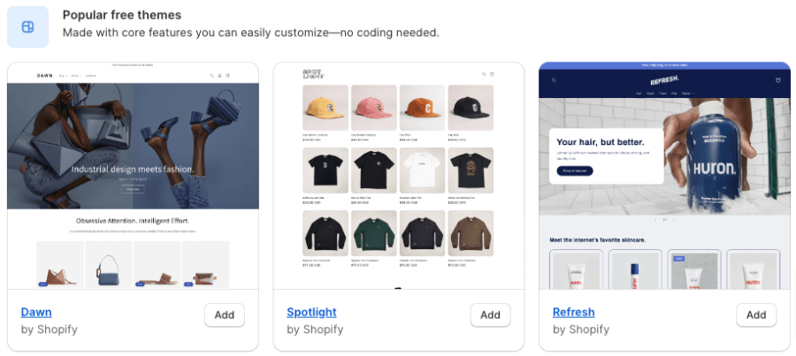 Browse shopify themes