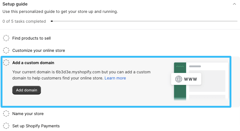 Shopify add custom domain