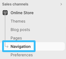 Shopify store navigation