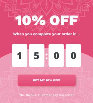 Popup flash sale example