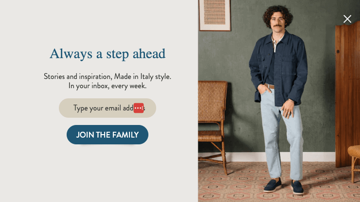 Velasca newsletter popup example