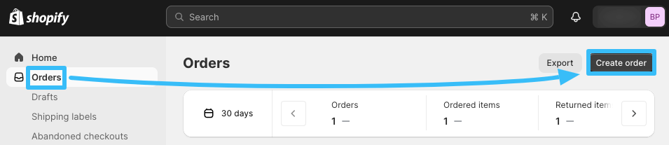 Create draft order shopify