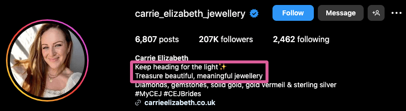 Jewelry tagline example