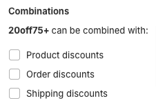 Discount combinations