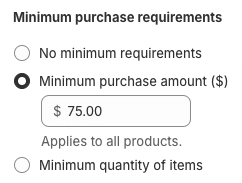 Minimum purchase requirements