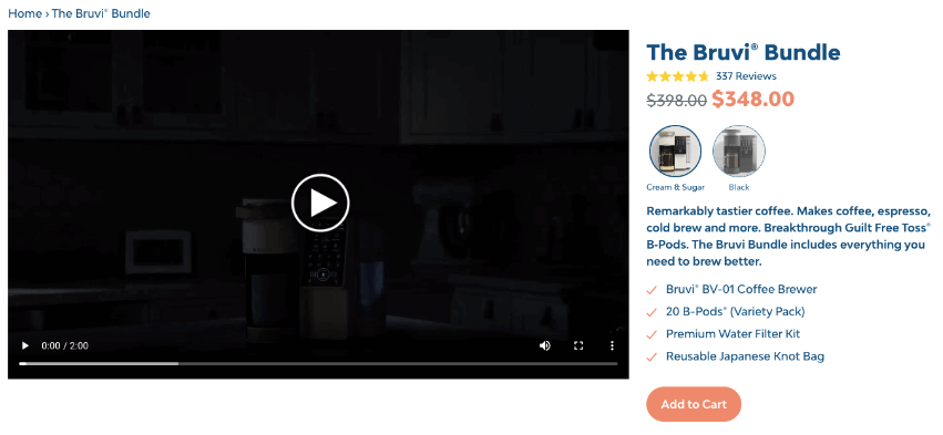 Product page video example