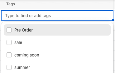 Tags column