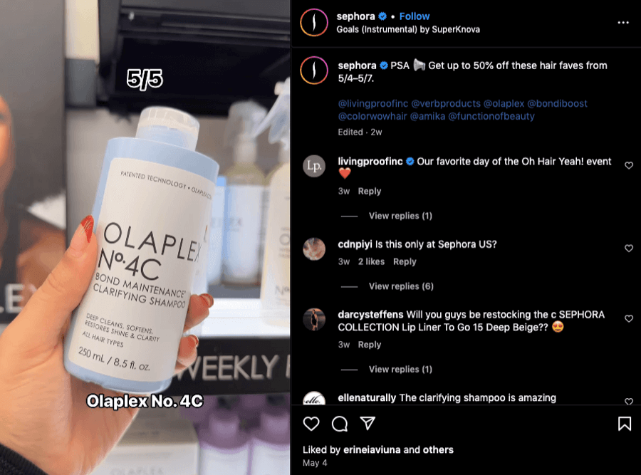 Sephora Instagram sale example