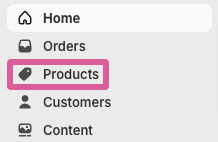 Shopify products menu