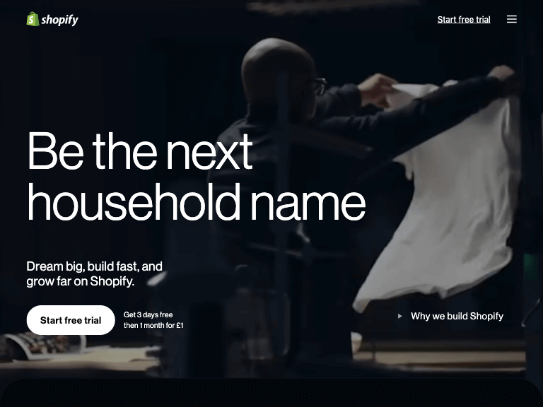 Shopify homepage