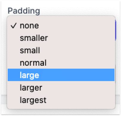 Badge padding options